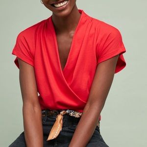 MAEVE / ANTHROPOLOGIE Wakefield Wrapped Top - Red - Sz XS